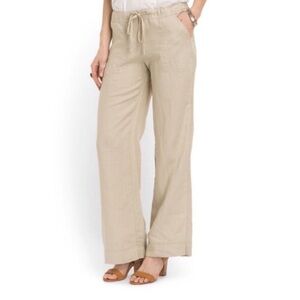 Max Studio Linen Wide Leg Drawstring Pants